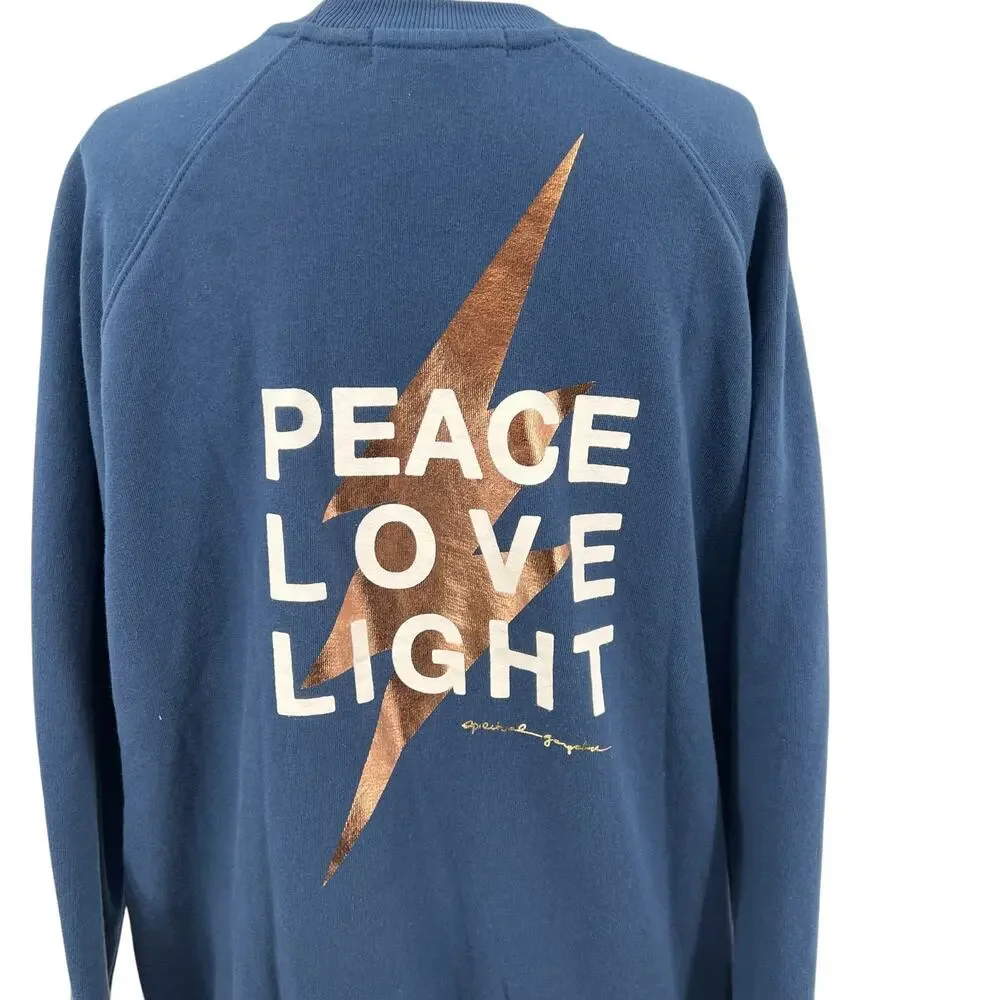 Spiritual Gangster Peace Love Light Sweatshirt Long Sleeve Blue Rose Gold Medium - Picture 8 of 12